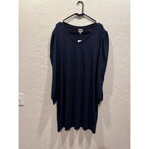 Lularoe AVA Dress, Navy Blue,  Puffed shoulder, XL NWT T shirt material